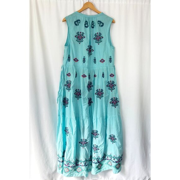 Sundance "Sunny Spirit" Embroidered Cotton Maxi Boho Dress, Women's Sz Large - Picture 2 of 6